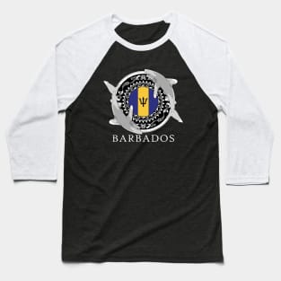 Oceanic Whitetip Shark Flag of Barbados Baseball T-Shirt